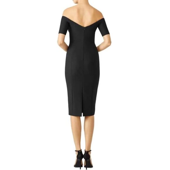 Cinq à Sept Birch Dress Women's 8 Black Sweetheart Midi Sheath Off Shoulder RTR - Picture 2 of 9